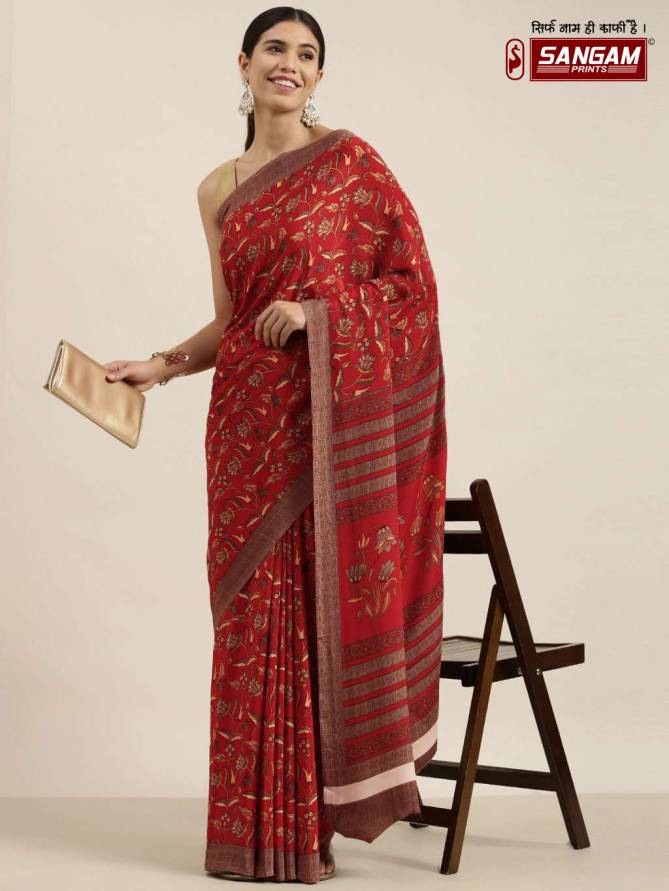 Sangam Garden Valley Fancy Ethnic Wear Designer Printed Satin Chiffon Saree Collection